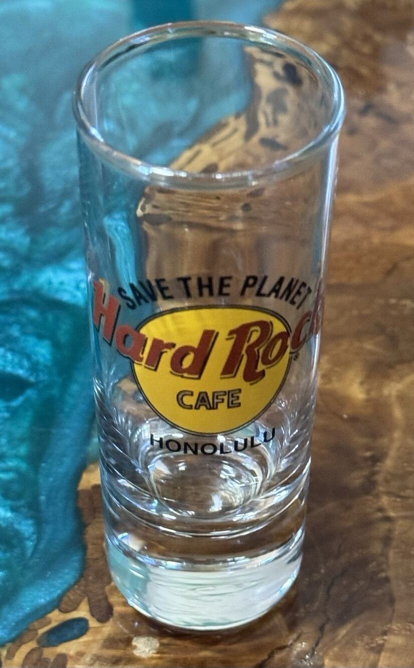Hard Rock Cafe Double Shot Glass Save The Planet - Honolulu